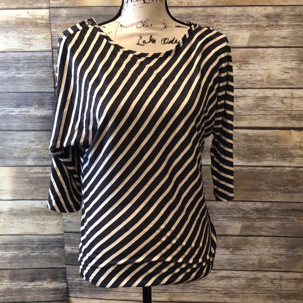 Paraphrase stripped 3/4 length tee shirt